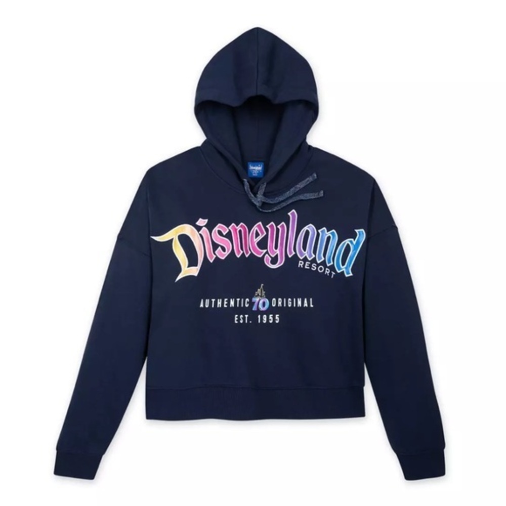 Disneyland Resort Women’s 70th Anniversary Pullover Hoodie in Navy Size Large